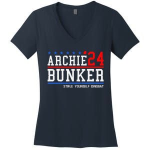 Archie Bunker 24 For President 2024 Women's V-Neck T-Shirt