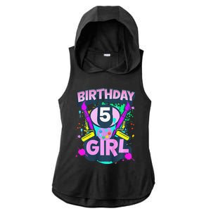 Artist Birthday 5 Year Old Painter 5th Birthday Party Ladies PosiCharge Tri-Blend Wicking Draft Hoodie Tank