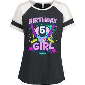 Artist Birthday 5 Year Old Painter 5th Birthday Party Enza Ladies Jersey Colorblock Tee