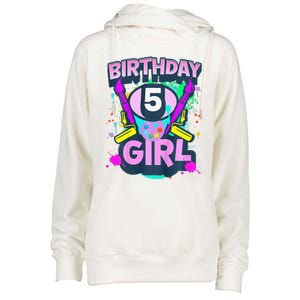 Artist Birthday 5 Year Old Painter 5th Birthday Party Womens Funnel Neck Pullover Hood