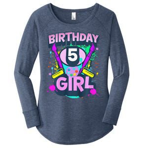 Artist Birthday 5 Year Old Painter 5th Birthday Party Women's Perfect Tri Tunic Long Sleeve Shirt