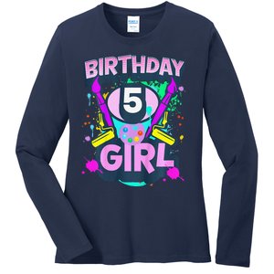 Artist Birthday 5 Year Old Painter 5th Birthday Party Ladies Long Sleeve Shirt