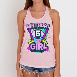 Artist Birthday 5 Year Old Painter 5th Birthday Party Women's Knotted Racerback Tank