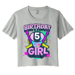 Artist Birthday 5 Year Old Painter 5th Birthday Party Women's Crop Top Tee