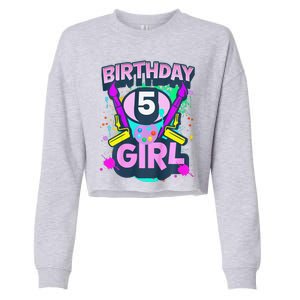 Artist Birthday 5 Year Old Painter 5th Birthday Party Cropped Pullover Crew