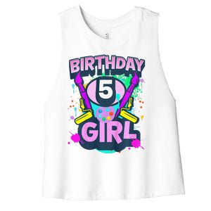 Artist Birthday 5 Year Old Painter 5th Birthday Party Women's Racerback Cropped Tank