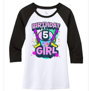 Artist Birthday 5 Year Old Painter 5th Birthday Party Women's Tri-Blend 3/4-Sleeve Raglan Shirt