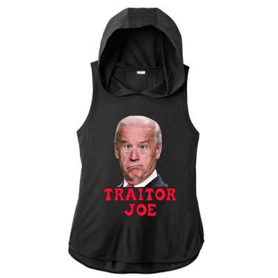 Anti Biden AntiBiden Pro Trump 2024 ProTrump Funny Traitor Joe Meme Ladies PosiCharge Tri-Blend Wicking Draft Hoodie Tank