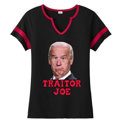 Anti Biden AntiBiden Pro Trump 2024 ProTrump Funny Traitor Joe Meme Ladies Halftime Notch Neck Tee