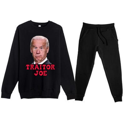 Anti Biden AntiBiden Pro Trump 2024 ProTrump Funny Traitor Joe Meme Premium Crewneck Sweatsuit Set