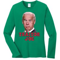 Anti Biden AntiBiden Pro Trump 2024 ProTrump Funny Traitor Joe Meme Ladies Long Sleeve Shirt