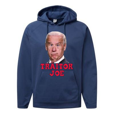 Anti Biden AntiBiden Pro Trump 2024 ProTrump Funny Traitor Joe Meme Performance Fleece Hoodie