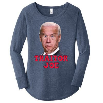 Anti Biden AntiBiden Pro Trump 2024 ProTrump Funny Traitor Joe Meme Women's Perfect Tri Tunic Long Sleeve Shirt