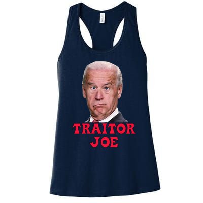 Anti Biden AntiBiden Pro Trump 2024 ProTrump Funny Traitor Joe Meme Women's Racerback Tank