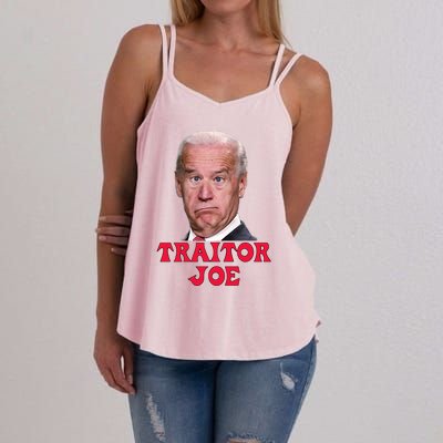 Anti Biden AntiBiden Pro Trump 2024 ProTrump Funny Traitor Joe Meme Women's Strappy Tank