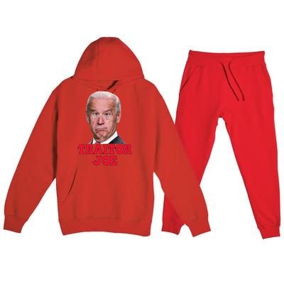 Anti Biden AntiBiden Pro Trump 2024 ProTrump Funny Traitor Joe Meme Premium Hooded Sweatsuit Set