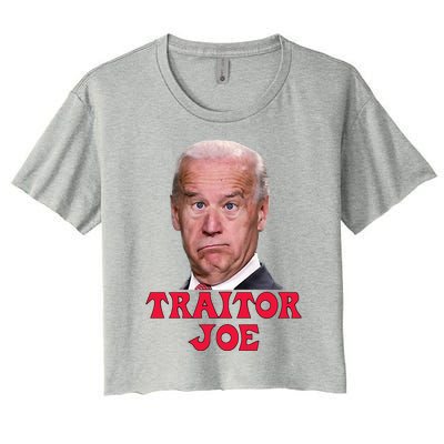 Anti Biden AntiBiden Pro Trump 2024 ProTrump Funny Traitor Joe Meme Women's Crop Top Tee