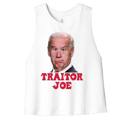 Anti Biden AntiBiden Pro Trump 2024 ProTrump Funny Traitor Joe Meme Women's Racerback Cropped Tank