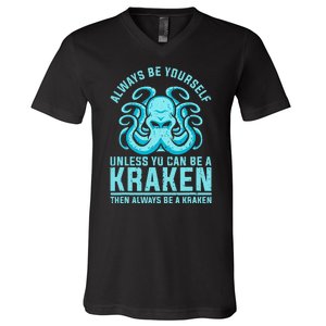 Always Be A Kraken Funny Crypto V-Neck T-Shirt