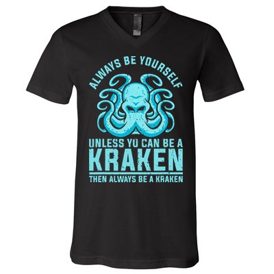 Always Be A Kraken Funny Crypto V-Neck T-Shirt