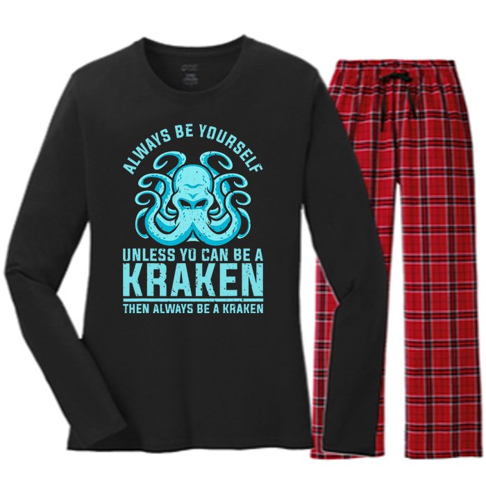 Always Be A Kraken Funny Crypto Women's Long Sleeve Flannel Pajama Set 