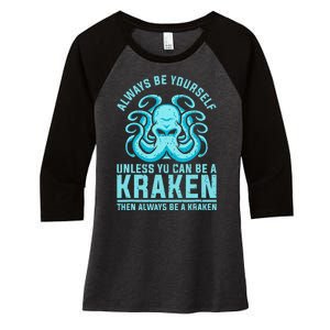 Always Be A Kraken Funny Crypto Women's Tri-Blend 3/4-Sleeve Raglan Shirt