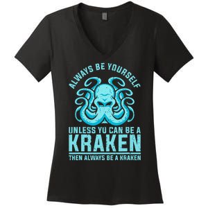 Always Be A Kraken Funny Crypto Women's V-Neck T-Shirt