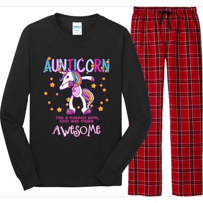 Aunticorn Best Aunt Unicorn Great Gift Long Sleeve Pajama Set