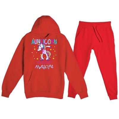 Aunticorn Best Aunt Unicorn Great Gift Premium Hooded Sweatsuit Set