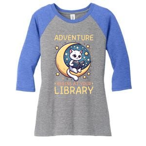 Adventure Begins At Your Library Summer Reading Program 2024 Gift Women's Tri-Blend 3/4-Sleeve Raglan Shirt