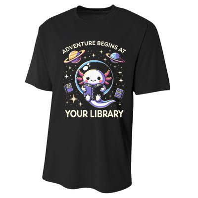 Adventure Begins At Your Library Summer Reading Program 2024 Performance Sprint T-Shirt