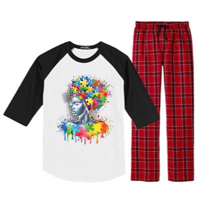 African Black Autism Mom Afro Mother Autism Awareness Mama Cute Gift Raglan Sleeve Pajama Set