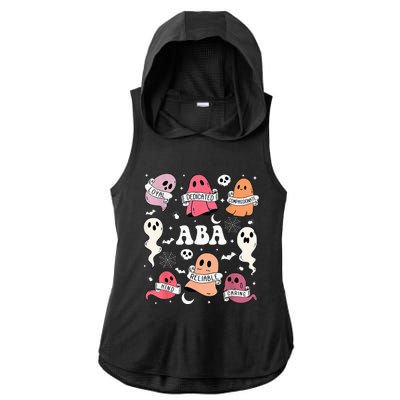 Applied Behavior Analysis ABA Halloween Spooky Cute Ghosts Ladies PosiCharge Tri-Blend Wicking Draft Hoodie Tank