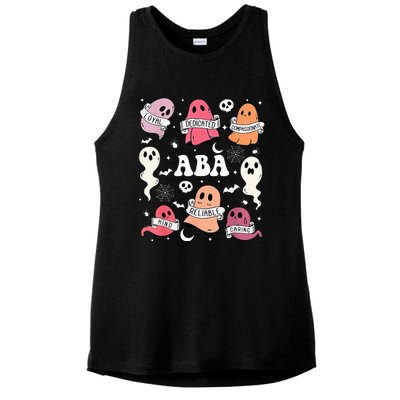 Applied Behavior Analysis ABA Halloween Spooky Cute Ghosts Ladies PosiCharge Tri-Blend Wicking Tank