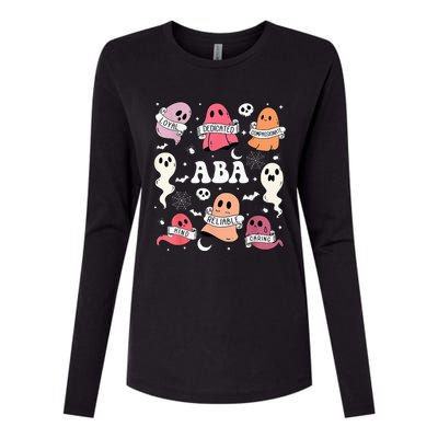 Applied Behavior Analysis ABA Halloween Spooky Cute Ghosts Womens Cotton Relaxed Long Sleeve T-Shirt