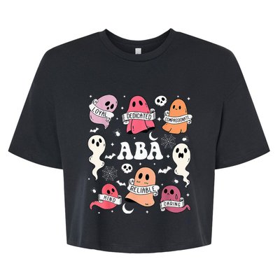 Applied Behavior Analysis ABA Halloween Spooky Cute Ghosts Bella+Canvas Jersey Crop Tee