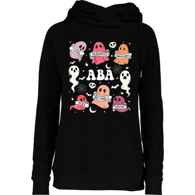 Applied Behavior Analysis ABA Halloween Spooky Cute Ghosts Womens Funnel Neck Pullover Hood