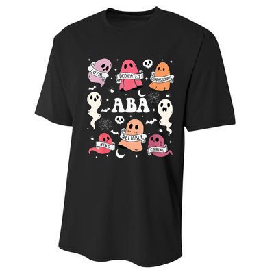 Applied Behavior Analysis ABA Halloween Spooky Cute Ghosts Performance Sprint T-Shirt