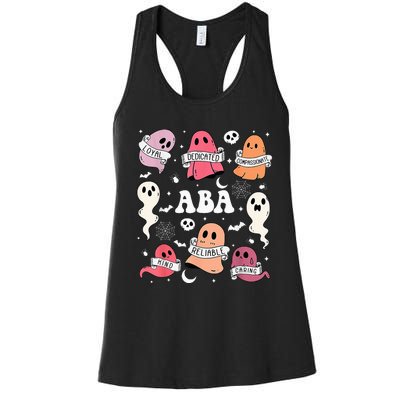 Applied Behavior Analysis ABA Halloween Spooky Cute Ghosts Women's Racerback Tank