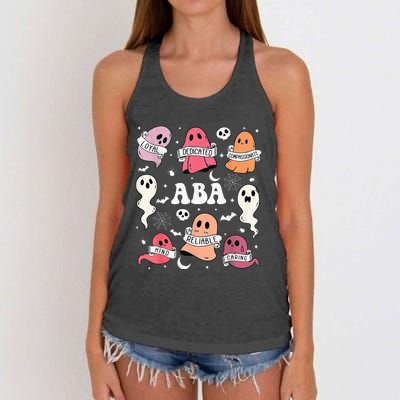 Applied Behavior Analysis ABA Halloween Spooky Cute Ghosts Women's Knotted Racerback Tank