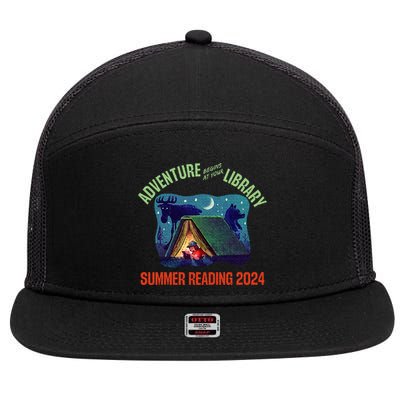 Adventure Begins At Your Library Summer Reading Program 2024 7 Panel Mesh Trucker Snapback Hat