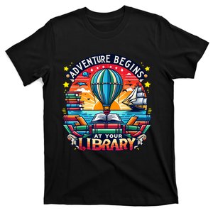 Adventure Begins At Your Library Summer Hot Balloon 2024 T-Shirt