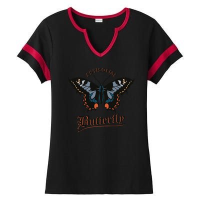 Antisocial Butterfly Ladies Halftime Notch Neck Tee