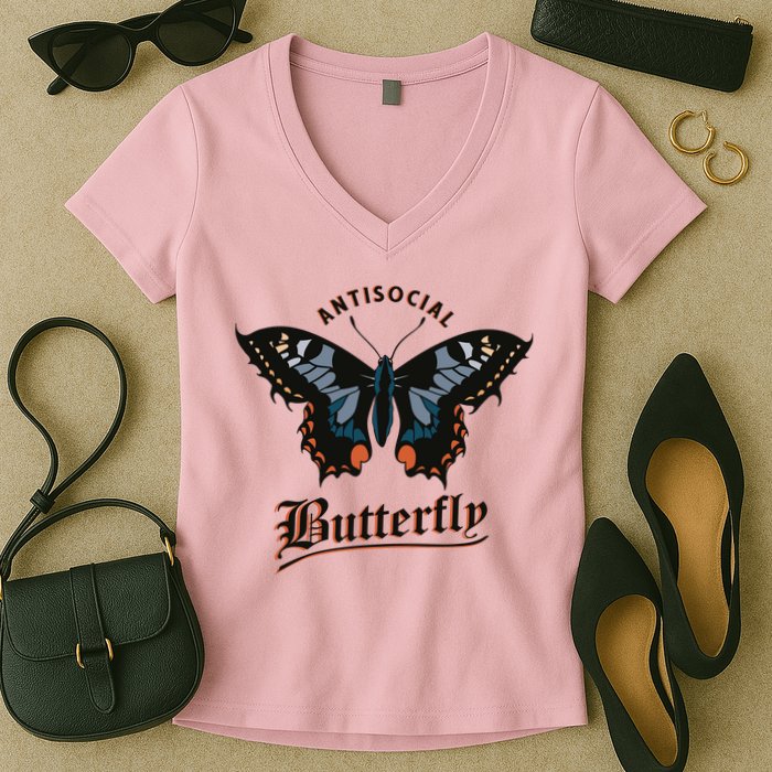 Antisocial Butterfly Women's V-Neck T-Shirt