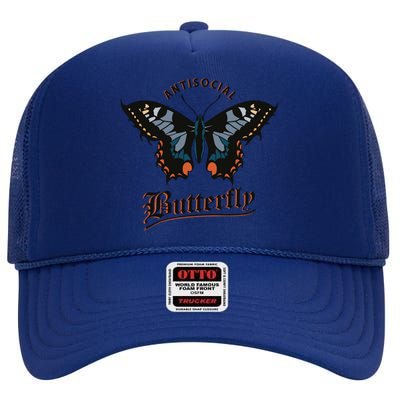 Antisocial Butterfly High Crown Mesh Back Trucker Hat