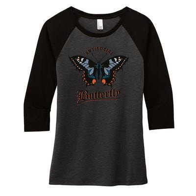 Antisocial Butterfly Women's Tri-Blend 3/4-Sleeve Raglan Shirt