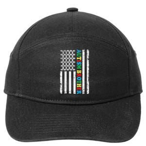 Autism Brother Autism American Flag Family Awareness 7-Panel Snapback Hat