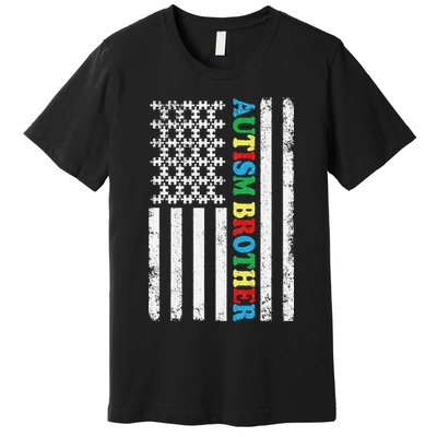 Autism Brother Autism American Flag Family Awareness Premium T-Shirt