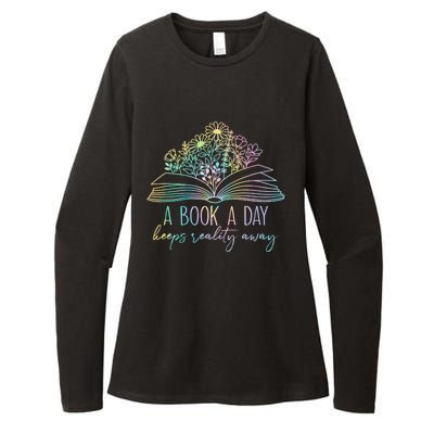 A Book A Day Keeps Reality Away Funny Reading Book Lovers Womens CVC Long Sleeve Shirt