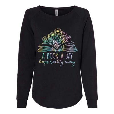 A Book A Day Keeps Reality Away Funny Reading Book Lovers Womens California Wash Sweatshirt